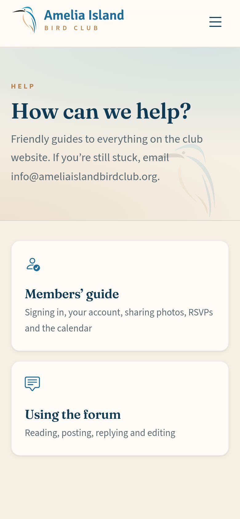 The Help page.